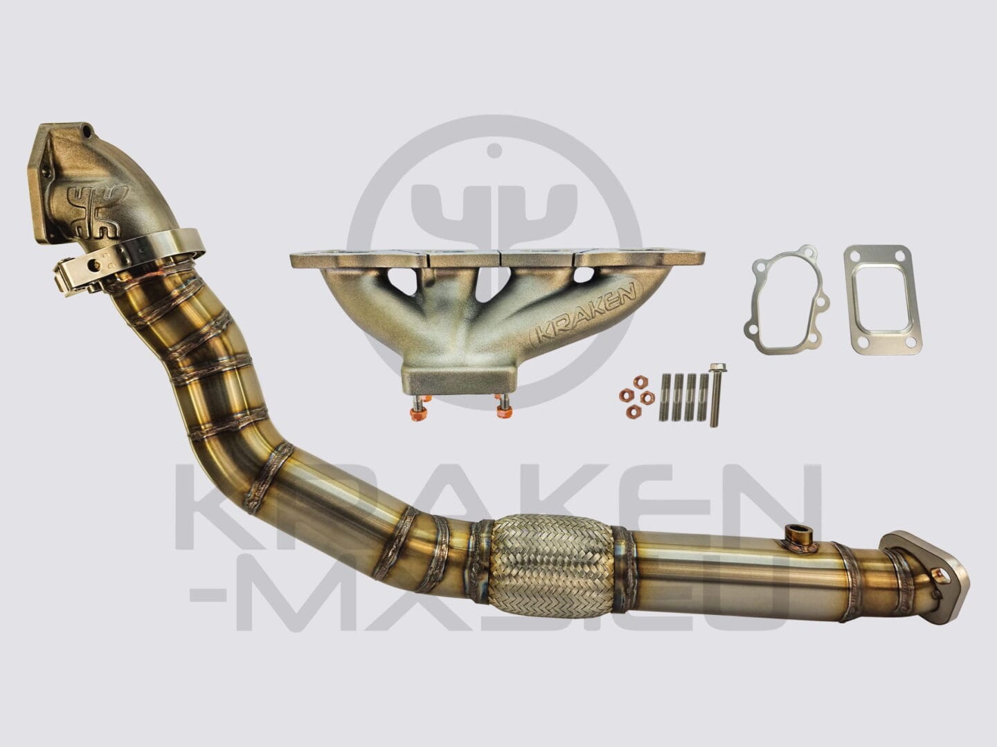 Kraken Top Mount Manifold & 3″ Downpipe for Universal T25 GT5 Bolt turbo NA & NB