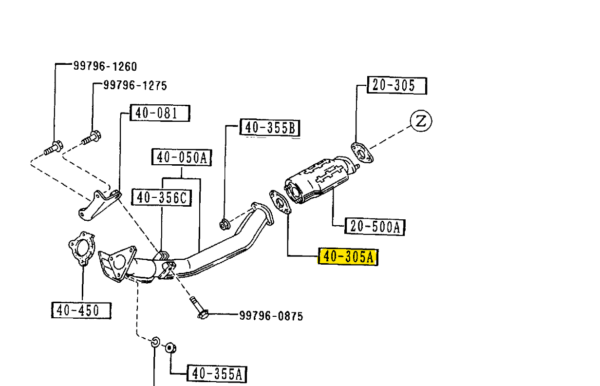 OEM Mazda MX-5 NA Uitlaatpakking Katalysator - Afbeelding 2